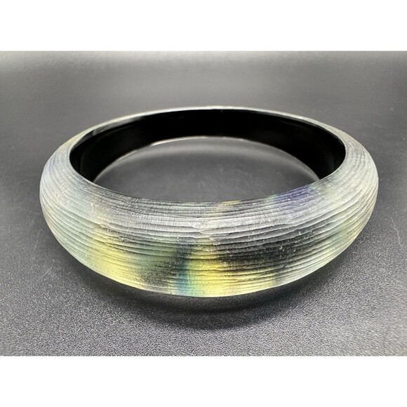 ALEXIS BITTAR Peacock Design Lucite Bangle Bracelet 7.75” - Picture 7 of 11